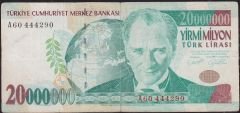 7.Emisyon 20 000 000 Lira A60 444290 Temiz