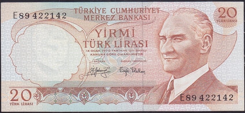 6.Emisyon 3.Tertip 20 Lira E89 422142 Çilaltı