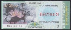 2005 19 MART ÇEYREK  BİLET - U SERİSİ