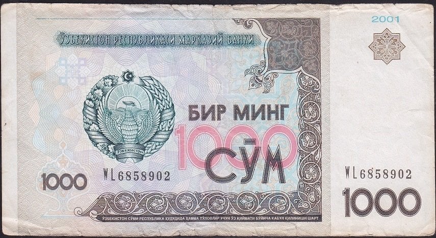 ÖZBEKİSTAN 1000 SUM 2001 TEMİZ