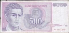 Yugoslavya 500 Dinar 1992 Temiz