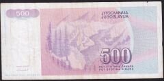 Yugoslavya 500 Dinar 1992 Temiz