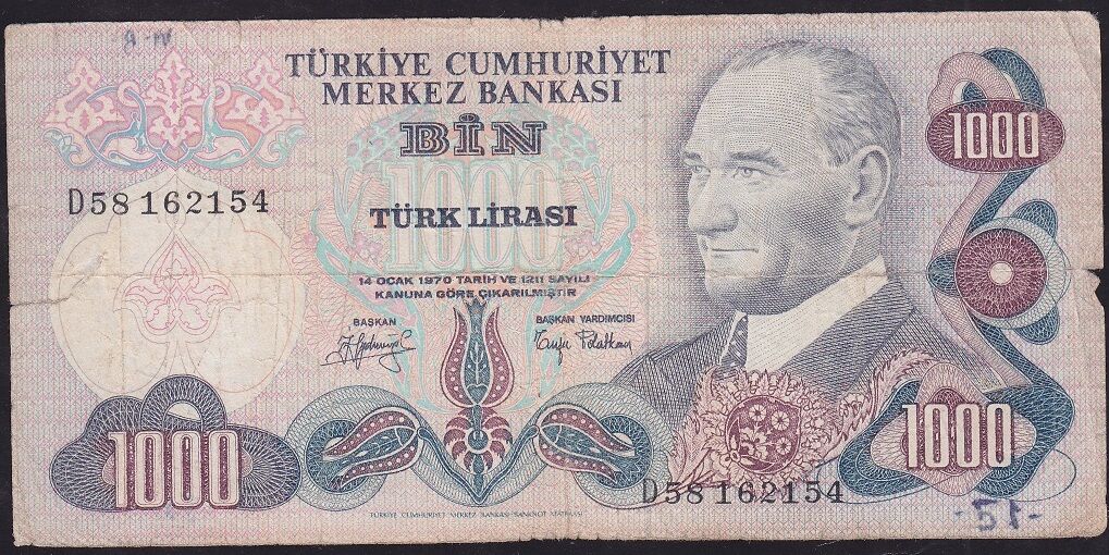 6.Emisyon 2.Tertip 1000 Lira D58 162154 Haliyle