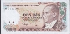 7.Emisyon 4.Tertip 5000 Lira H80 621004 Çilaltı ( tedavül katı yoktur )
