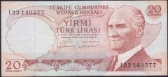 6.Emisyon 4.Tertip 20 Lira I33 140577 Çok Temiz+