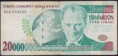 7.Emisyon 20 000 000 Lira A58 534522 Temiz