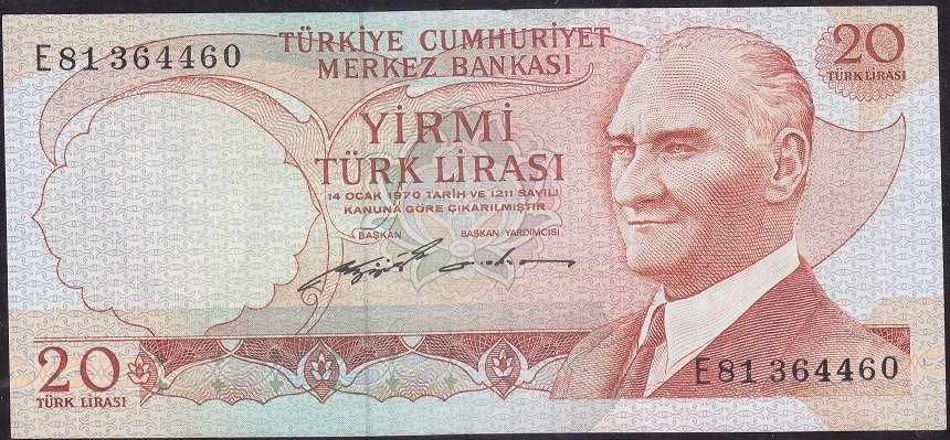 6.Emisyon 2.Tertip 20 Lira E81 364460 Ççt Çilaltı