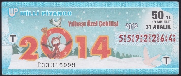 2013 31 ARALIK TAM BİLET T SERİSİ