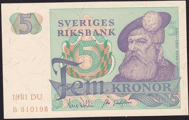 İsveç 5 Kronor 1981 Çilaltı Çil Pick 51d