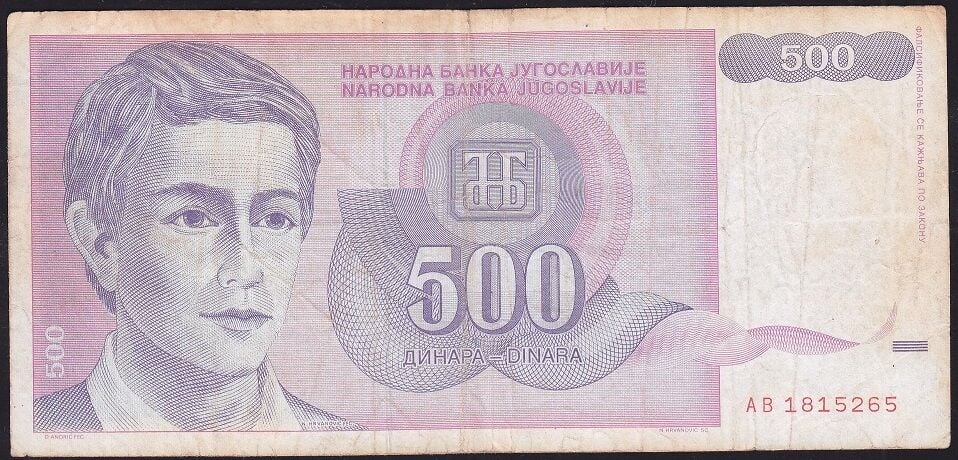Yugoslavya 500 Dinar 1992 Çok Temiz
