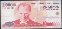 7.Emisyon 10 000 000 Lira B19 319973 Çok Temiz