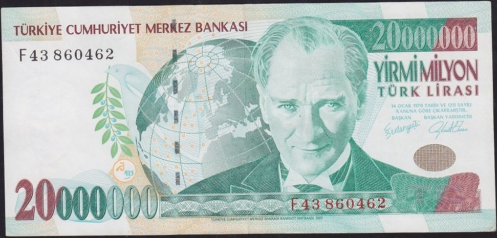 7.Emisyon 20 000 000 Lira F43 860462 Ççt Çilaltı