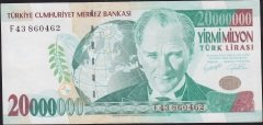 7.Emisyon 20 000 000 Lira F43 860462 Ççt Çilaltı