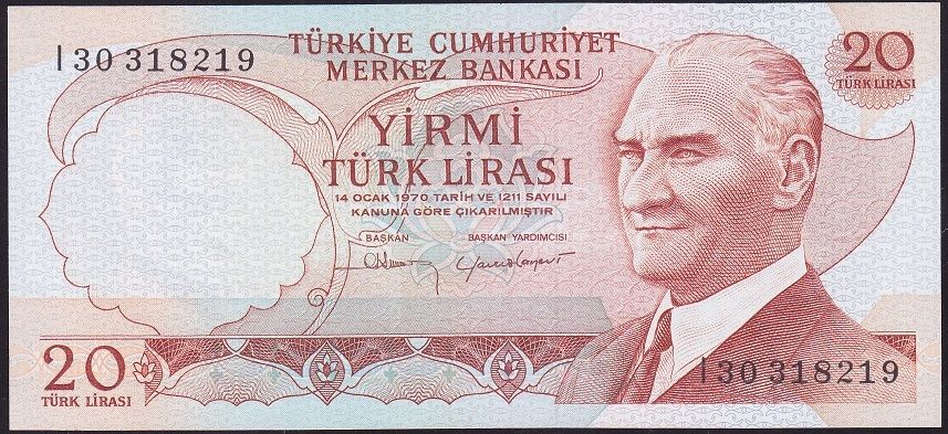 6.Emisyon 4.Tertip 20 Lira I30 318219 Ççt Çilaltı