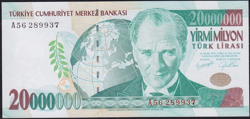 7.Emisyon 20 000 000 Lira A56 289937 Çilaltı Çil