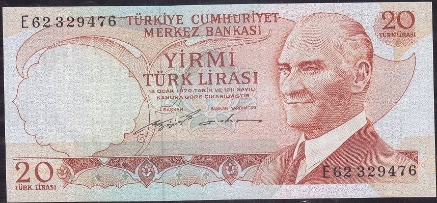 6.Emisyon 2.Tertip 20 Lira E62 329476 Çilaltı Çil