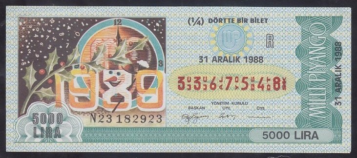 1988 31 ARALIK ÇEYREK BİLET R SERİSİ