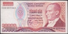 7.Emisyon 1.Tertip 20000 Lira C33 057363 Çok Temiz+