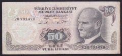 6.EMİSYON 1.TERTİP 50 LİRA I20 791470 ÇOK TEMİZ +