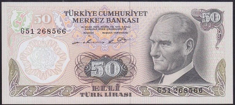 6.EMİSYON 1.TERTİP 50 LİRA G51 268566 ÇİLALTI ÇİL