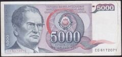 Yugoslavya 5000 Dinar 1985 Çok Temiz