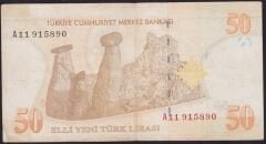 8.Emisyon 50 YTL A11 915890 Çok Temiz