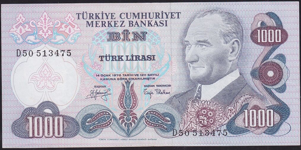 6.Emisyon 2.Tertip 1000 Lira D50 513475 Çok Çok Temiz
