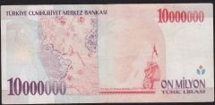 7.Emisyon 10 000 000 Lira B18 689331 Çok Temiz+
