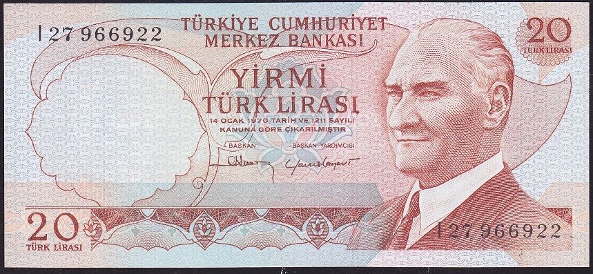 6.Emisyon 4.Tertip 20 Lira I27 966922 Çil