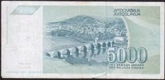 Yugoslavya 5000 Dinar 1992 Temiz