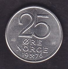 Norveç 25 Öre 1976