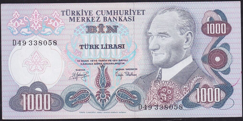 6.Emisyon 2.Tertip 1000 Lira D49 338058 Çok Çok Temiz+
