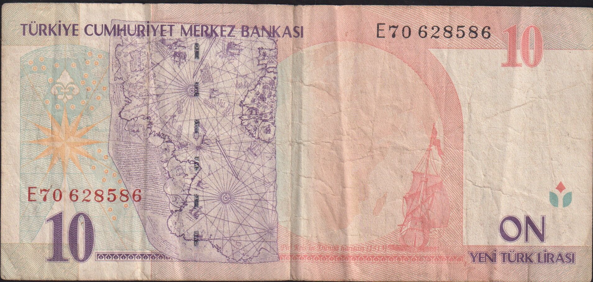 8.Emisyon 10 YTL E70 628586 Çok Temiz