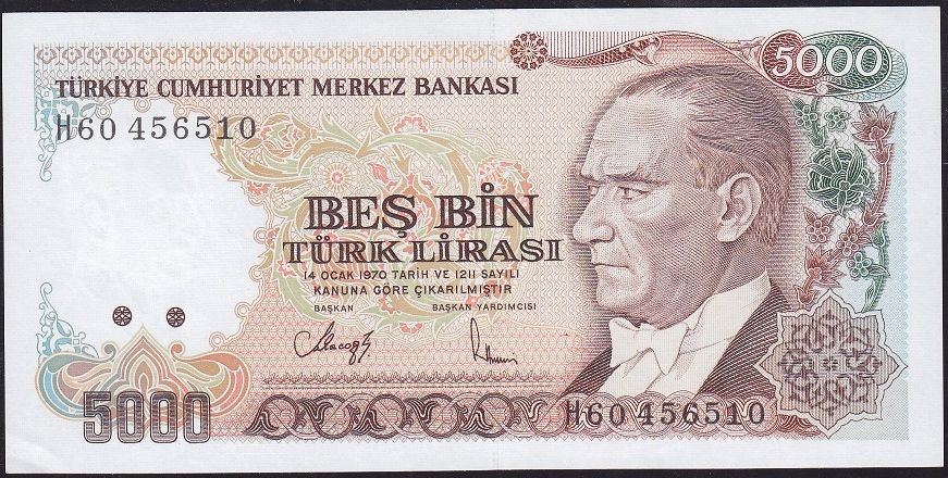 7.Emisyon 4.Tertip 5000 Lira H60 456510 Çilaltı Çil