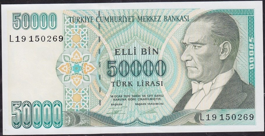 7.Emisyon 2.Tertip 50000 Lira L19 150269 Çilaltı