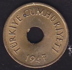 1947 Yılı 1 Kuruş Çilaltı Çil
