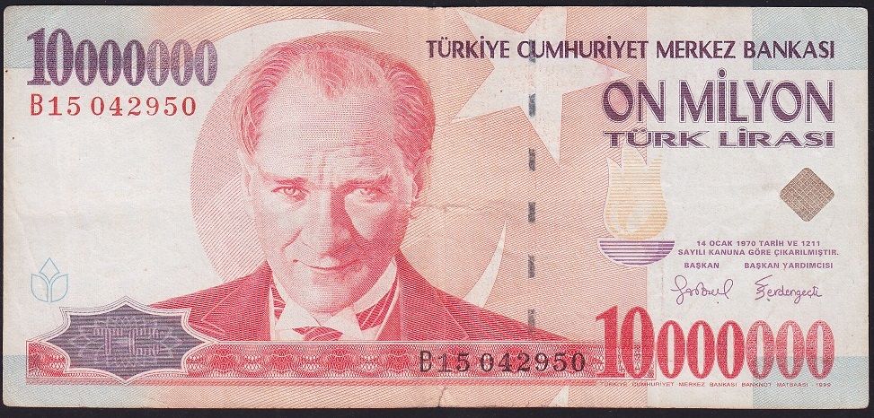 7.Emisyon 10 000 000 Lira B15 042950 Çok Temiz
