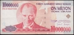 7.Emisyon 10 000 000 Lira B15 042950 Çok Temiz