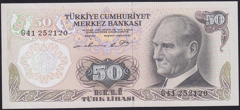 6.EMİSYON 1.TERTİP 50 LİRA G41 252120 ÇÇT + eski para mezat