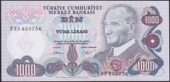 6.Emisyon 3.Tertip 1000 Lira F33 403756 Çilaltı