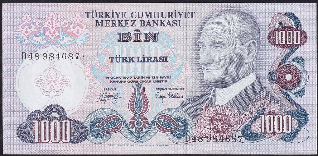 6.Emisyon 2.Tertip 1000 Lira D48 984687 Çilaltı Çil