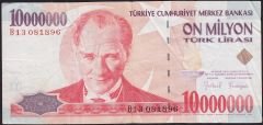 7.Emisyon 10 000 000 Lira B13 081896 Çok Temiz