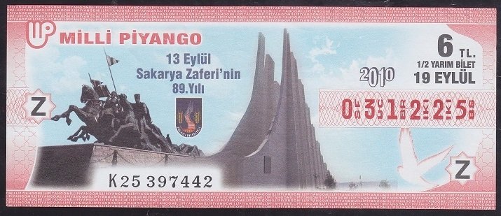2010 19 EYLÜL YARIM BİLET - Z SERİSİ