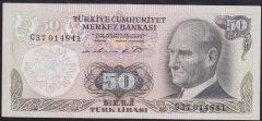 6.EMİSYON 1.TERTİP 50 LİRA G37 014841 ÇÇT eski kağıt para değerleri