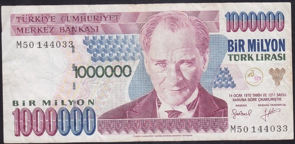 7.Emisyon 2.Tertip 1 000 000 Lira M50 144033 Çok Temiz
