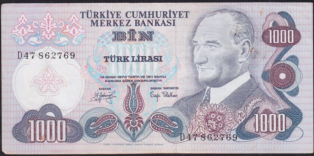 6.Emisyon 2.Tertip 1000 Lira D47 862769 Temiz