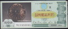 1994 29 Eylül Çeyrek Bilet - R Serisi - Karun Hazinesi