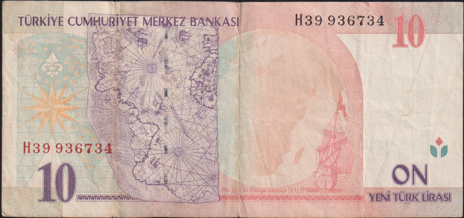 8.Emisyon 10 YTL H39 936734 Çok Temiz