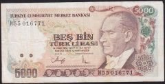 7.Emisyon 4.Tertip 5000 Lira H55 016771 Çok Temiz