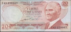 6.Emisyon 2.Tertip 20 Lira E43 259967 Çok Temiz +